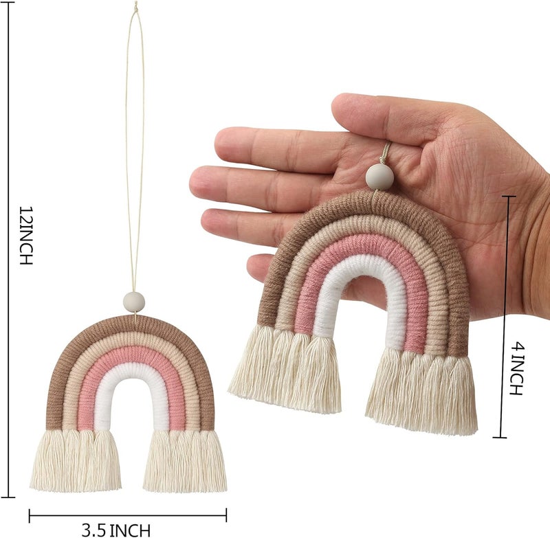 BOHO GARDEN Macrame Bohemian Rainbow Charm - Essential Oil Diffuser for Cars, Baby Nursery, Children’s Bedroom & Home Decor - Colorful Decorative Hanging Air Freshener & Accessories - 3.5x4 - Sienna - Image 2